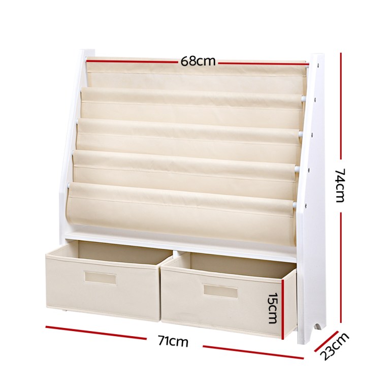 keezi 4 tiers kids bookshelf magazine rack children bookcase organiser drawer
