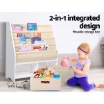 keezi 4 tiers kids bookshelf magazine rack children bookcase organiser drawer