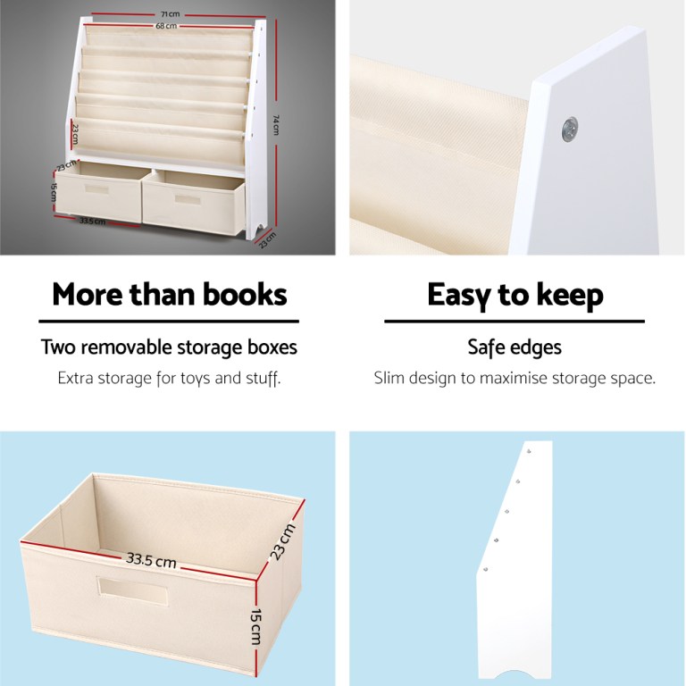 keezi 4 tiers kids bookshelf magazine rack children bookcase organiser drawer