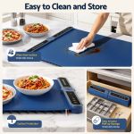 devanti food warming mat 80cm electric food warmer roll up buffet tray blue