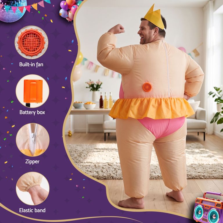 inflatable costume funny fat suit fancy dress adult party outfit pink one size inflatable costume funny fat suit fancy dress adult party outfit pink one size