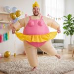 inflatable costume funny fat suit fancy dress adult party outfit pink one size inflatable costume funny fat suit fancy dress adult party outfit pink one size