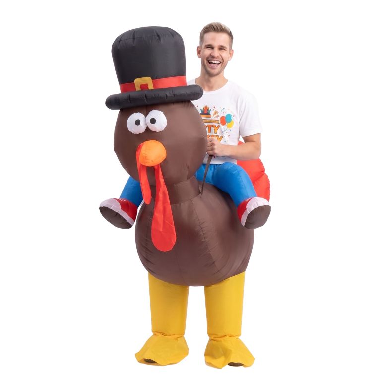 inflatable costume ride on turkey fancy dress funny party outfit brown one size inflatable costume ride on turkey fancy dress funny party outfit brown one size