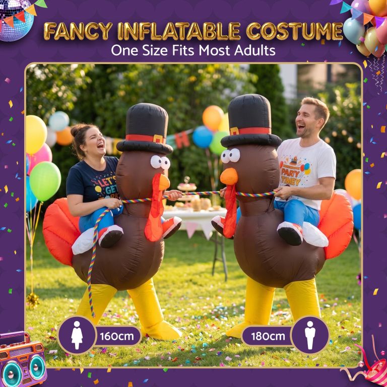 inflatable costume ride on turkey fancy dress funny party outfit brown one size inflatable costume ride on turkey fancy dress funny party outfit brown one size