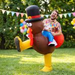 inflatable costume ride on turkey fancy dress funny party outfit brown one size inflatable costume ride on turkey fancy dress funny party outfit brown one size