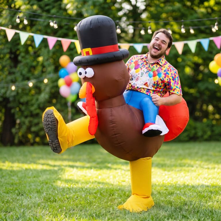 inflatable costume ride on turkey fancy dress funny party outfit brown one size inflatable costume ride on turkey fancy dress funny party outfit brown one size