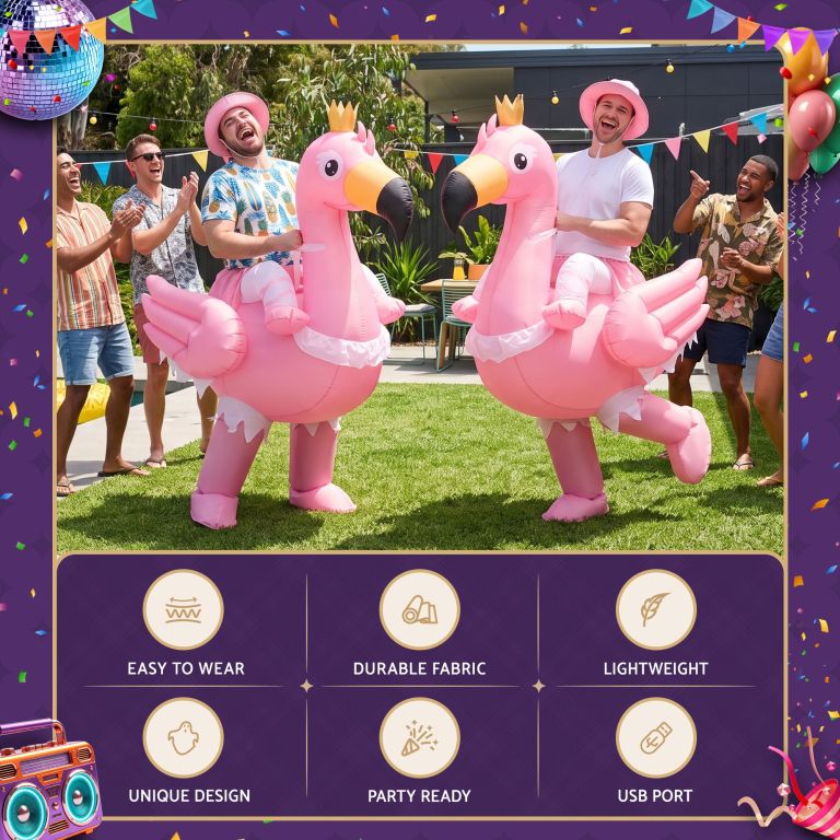 inflatable costume ride on flamingo adult party suit pink one size inflatable costume ride on flamingo adult party suit pink one size