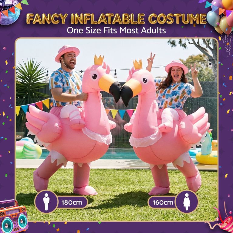 inflatable costume ride on flamingo adult party suit pink one size inflatable costume ride on flamingo adult party suit pink one size
