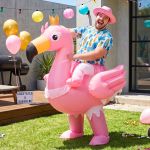 inflatable costume ride on flamingo adult party suit pink one size inflatable costume ride on flamingo adult party suit pink one size