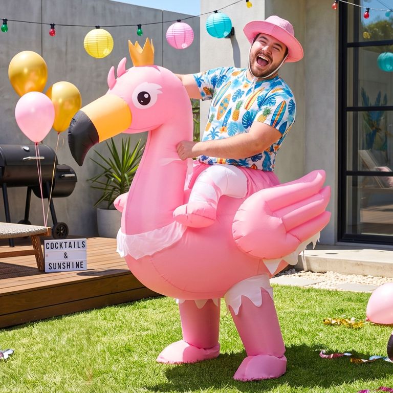 inflatable costume ride on flamingo adult party suit pink one size inflatable costume ride on flamingo adult party suit pink one size