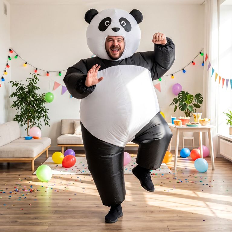 inflatable costume panda suit fancy dress adult party outfit black one size