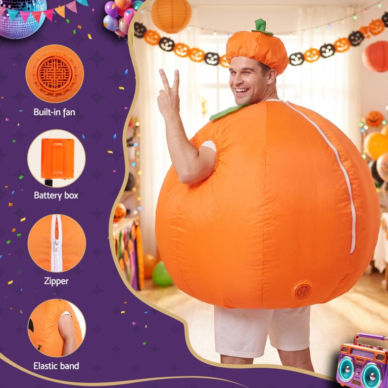 inflatable costume pumpkin fancy dress halloween party suit orange one size inflatable costume pumpkin fancy dress halloween party suit orange one size
