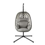 gardeon outdoor swing chair with stand cushion rattan furniture grey