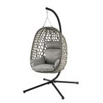 gardeon outdoor swing chair with stand cushion rattan furniture grey