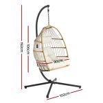 gardeon foldable outdoor swing chair with stand cushion rattan patio furniture