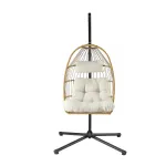 gardeon foldable outdoor swing chair with stand cushion rattan patio furniture