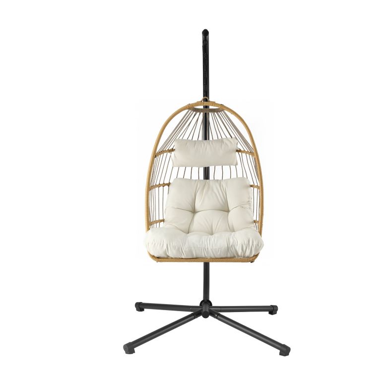 gardeon foldable outdoor swing chair with stand cushion rattan patio furniture
