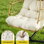 gardeon foldable outdoor swing chair with stand cushion rattan patio furniture