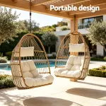 gardeon foldable outdoor swing chair with stand cushion rattan patio furniture