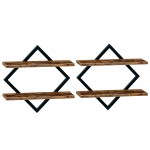 levede wall shelf floating 2 tier storage decorative bookshelf 2 pcs living room