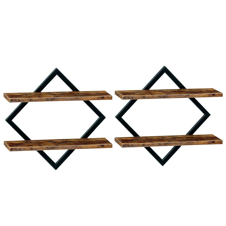 levede wall shelf floating 2 tier storage decorative bookshelf 2 pcs living room
