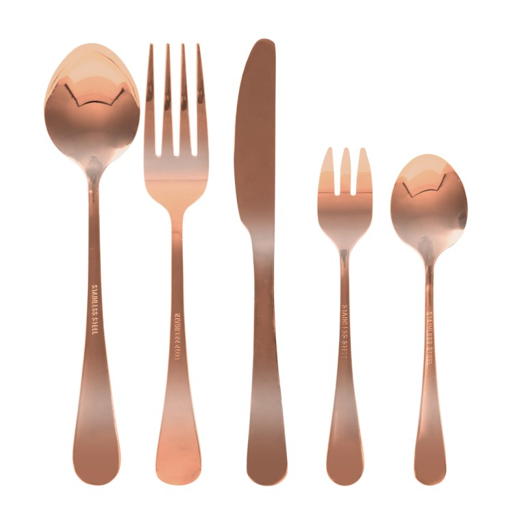 stainless steel cutlery set glossy knife rose gold