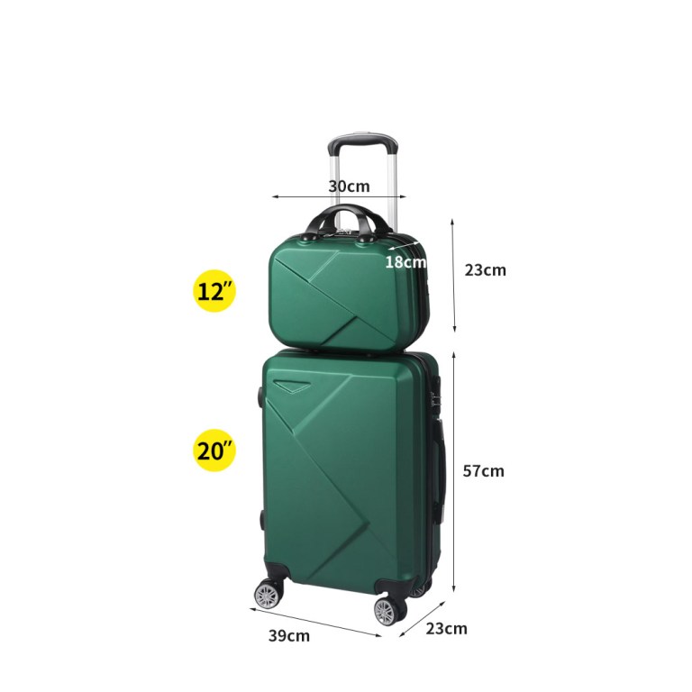 slimbridge 2pcs 20"travel luggage set green slimbridge 2pcs 20"travel luggage set green