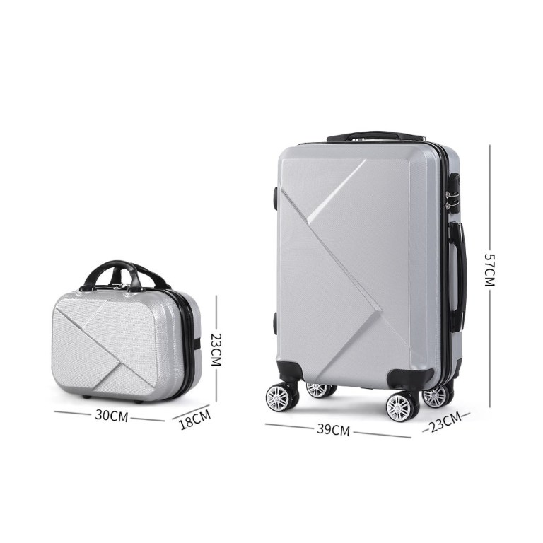 slimbridge 2pcs 20"travel luggage set grey