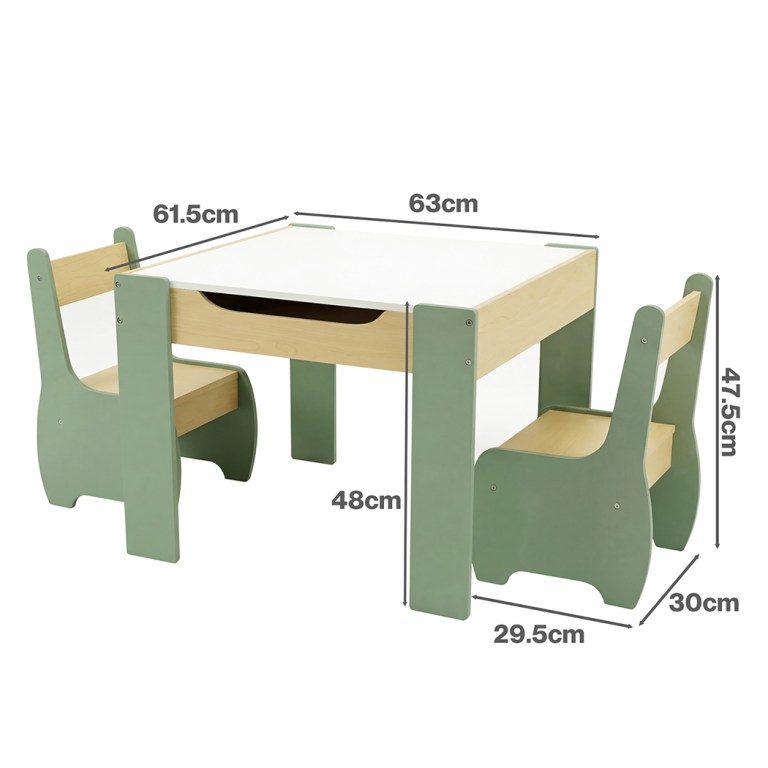 levede kids table and chairs set 3 in 1 chalkboard storage learning dining desk