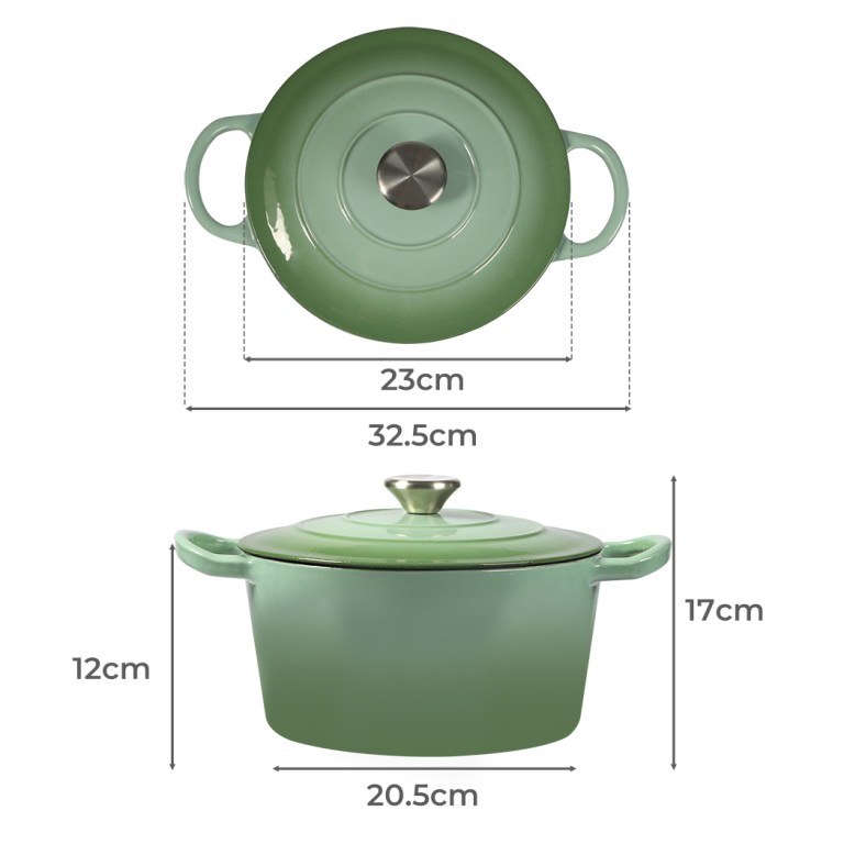 toque 4l enamel dutch oven pot in green colour