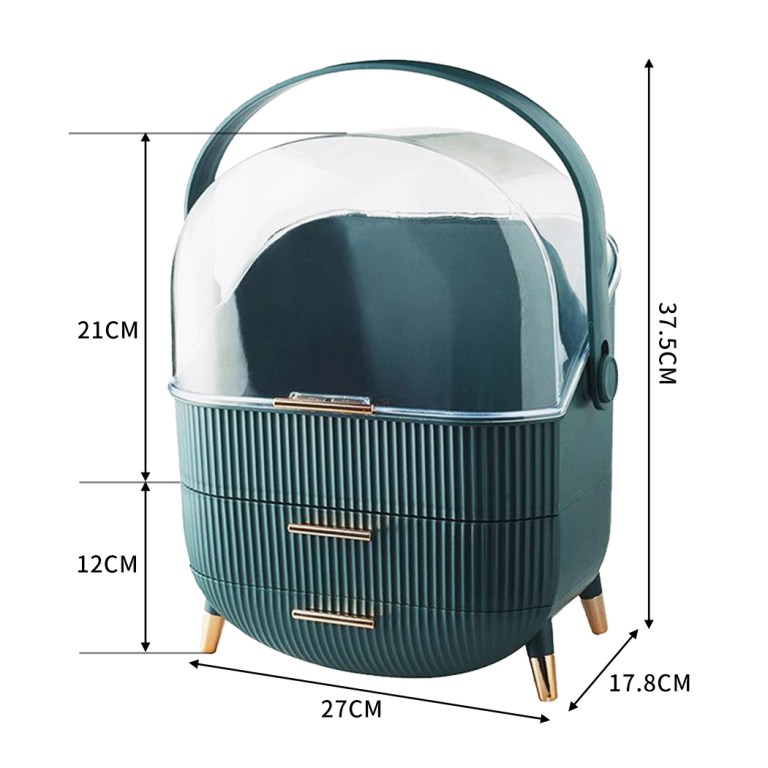 makeup storage case cosmetic organiser green