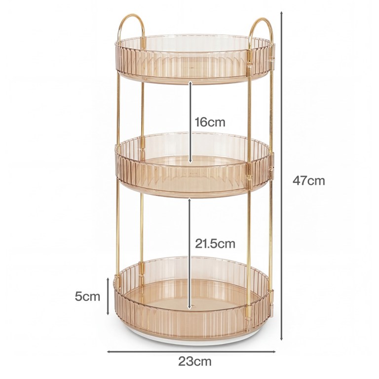 ilus 360� roating makeup organiser vanity countertop shelf cosmetic holder gold