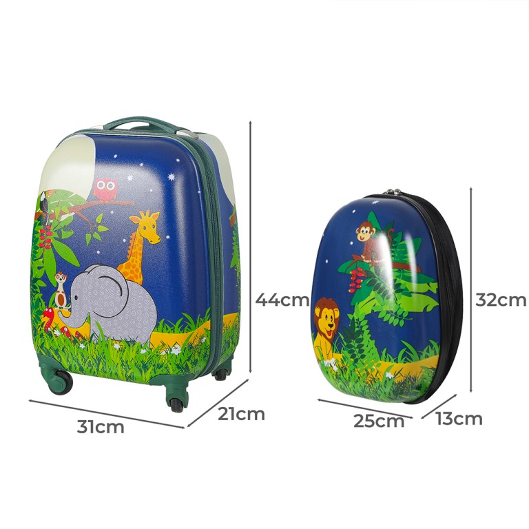 bopeep 16''13'' 2pcs kids luggage set jungle