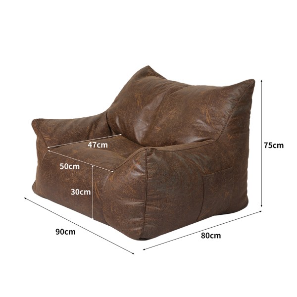 marlow bean bag chair cover pu indoor dark brown