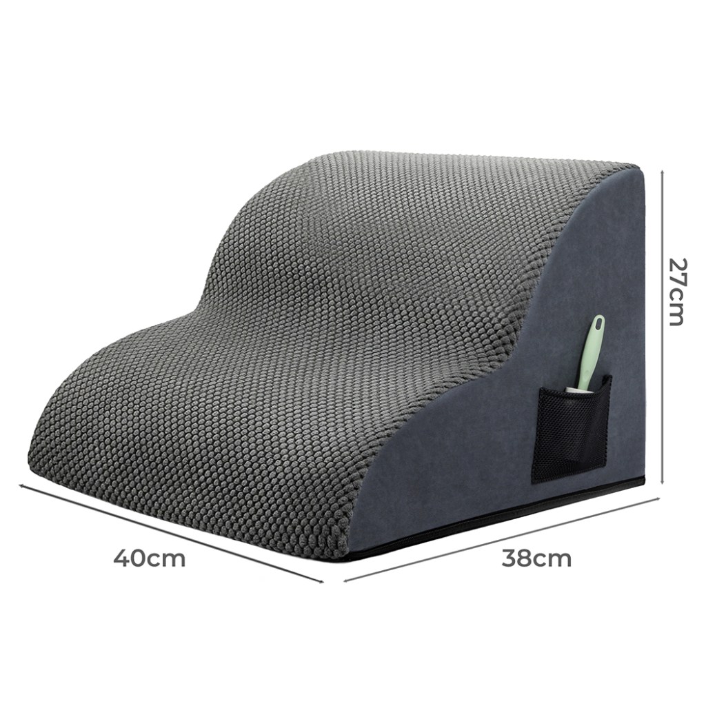 pawz 2 steps pet stairs dog ramp high density foam grey