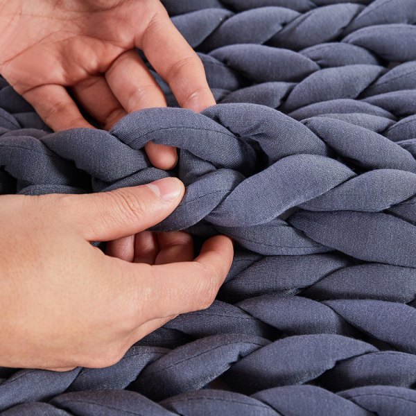 dreamz knitted weighted blanket chunky dark grey double 7kg