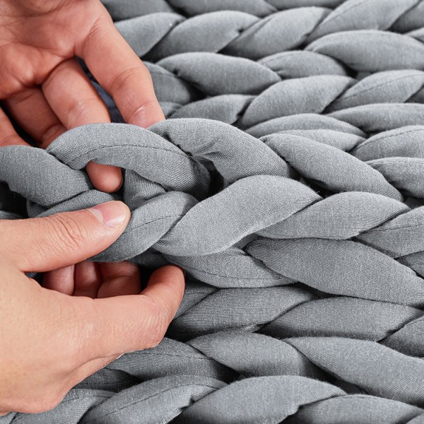 dreamz knitted weighted blanket chunky grey kids