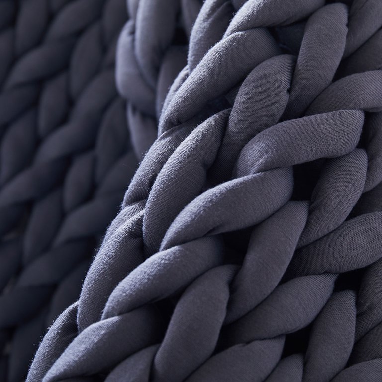 dreamz knitted weighted blanket chunky dark grey double 7kg dreamz knitted weighted blanket chunky dark grey double 7kg