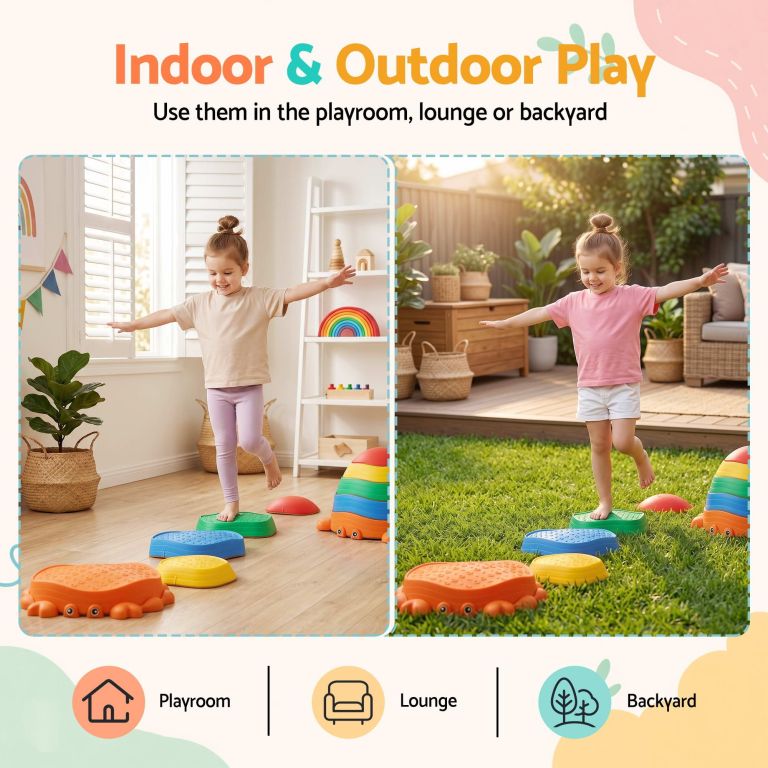 keezi kids stepping stones balance stone set crab indoor outdoor 5pcs keezi kids stepping stones balance stone set crab indoor outdoor 5pcs