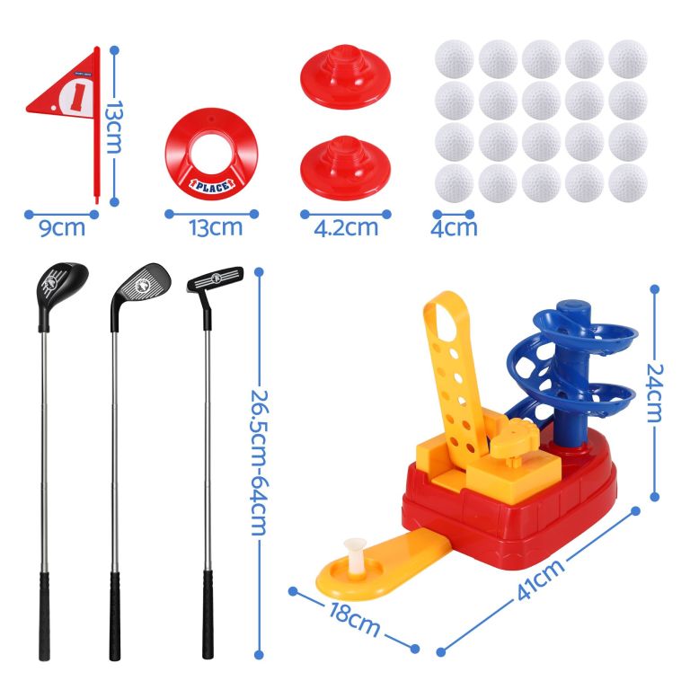 keezi kids golf toy set with 20 balls & 3 adjustable clubs, foot pedal ball launcher portable training toy, indoor outdoor backyard sports game for ages 3 8 keezi kids golf toy set with 20 balls & 3 adjustable clubs, foot pedal ball launcher portable training toy, indoor outdoor backyard sports game for ages 3 8