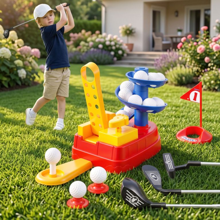 keezi kids golf toy set with 20 balls & 3 adjustable clubs, foot pedal ball launcher portable training toy, indoor outdoor backyard sports game for ages 3 8 keezi kids golf toy set with 20 balls & 3 adjustable clubs, foot pedal ball launcher portable training toy, indoor outdoor backyard sports game for ages 3 8
