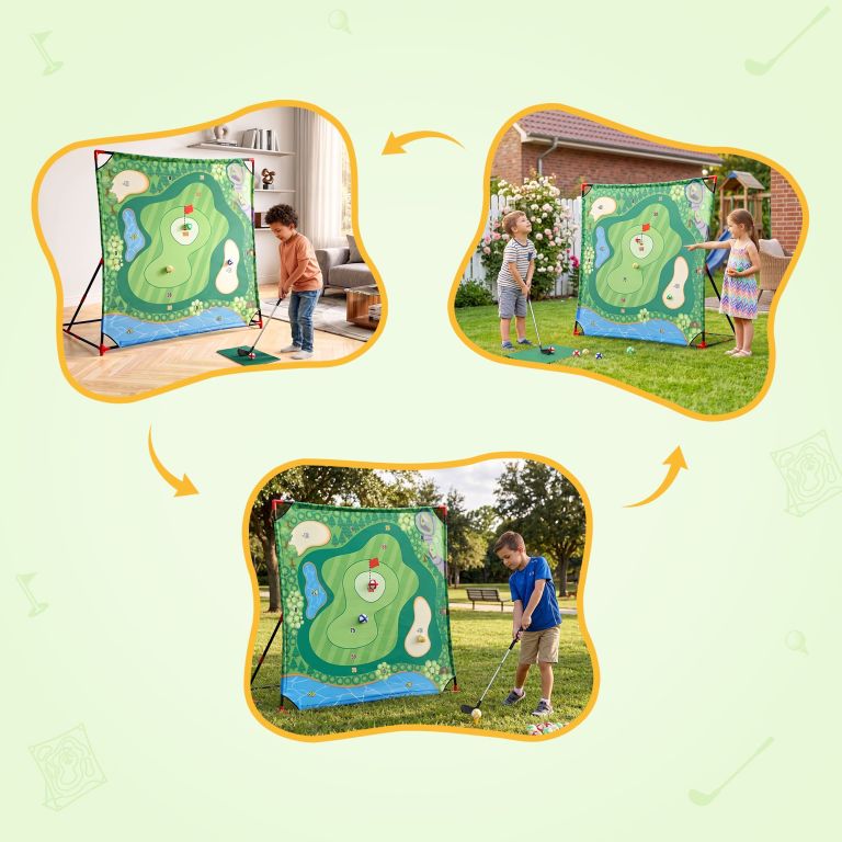 keezi kids golf chipping game set with stand, 24 sticky balls, adjustable club & 2 hitting mats for indoor outdoor ages 3 12 play keezi kids golf chipping game set with stand, 24 sticky balls, adjustable club & 2 hitting mats for indoor outdoor ages 3 12 play