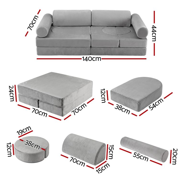 keezi 12pcs modular kids play couch foam sofa set with removable washable cover grey playroom keezi 12pcs modular kids play couch foam sofa set with removable washable cover grey playroom