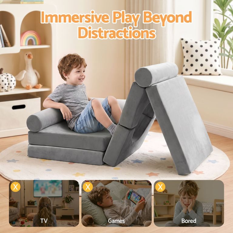 keezi 12pcs modular kids play couch foam sofa set with removable washable cover grey playroom keezi 12pcs modular kids play couch foam sofa set with removable washable cover grey playroom