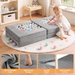 keezi 12pcs modular kids play couch foam sofa set with removable washable cover grey playroom keezi 12pcs modular kids play couch foam sofa set with removable washable cover grey playroom