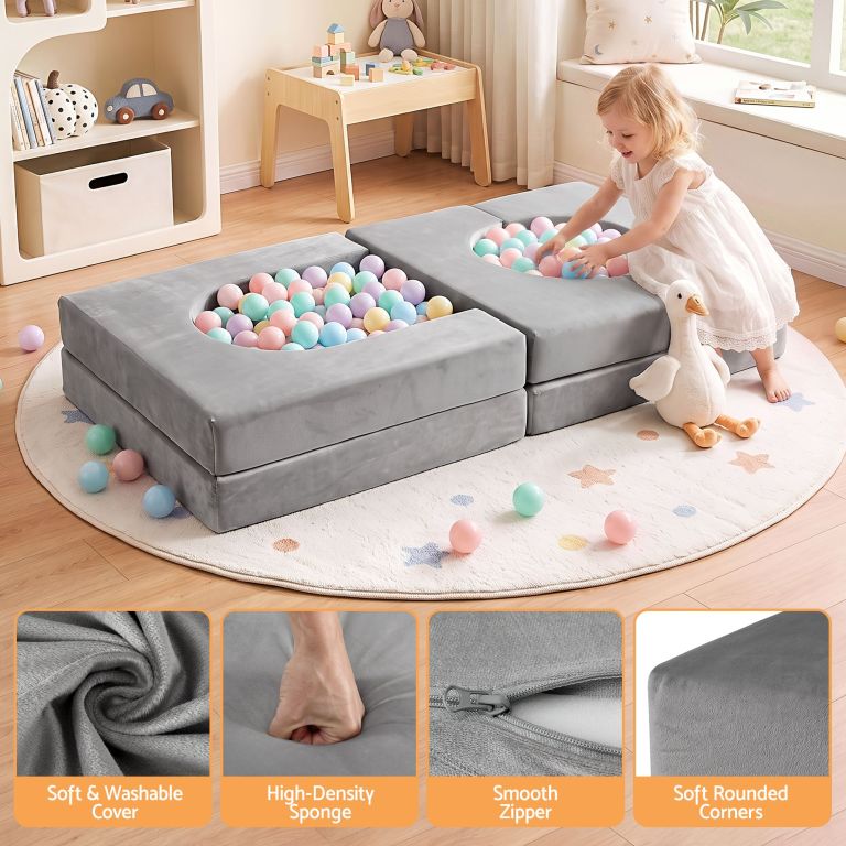 keezi 12pcs modular kids play couch foam sofa set with removable washable cover grey playroom keezi 12pcs modular kids play couch foam sofa set with removable washable cover grey playroom