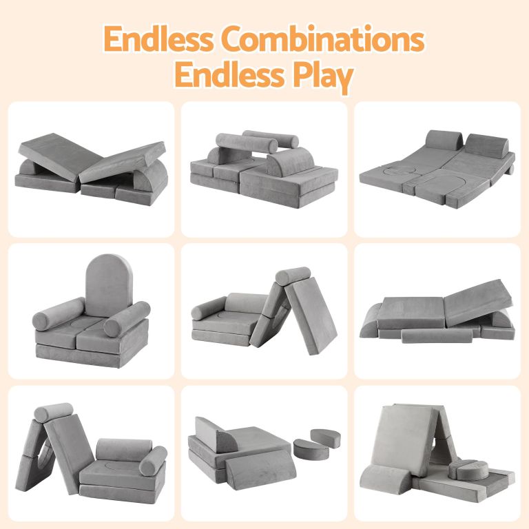 keezi 12pcs modular kids play couch foam sofa set with removable washable cover grey playroom keezi 12pcs modular kids play couch foam sofa set with removable washable cover grey playroom