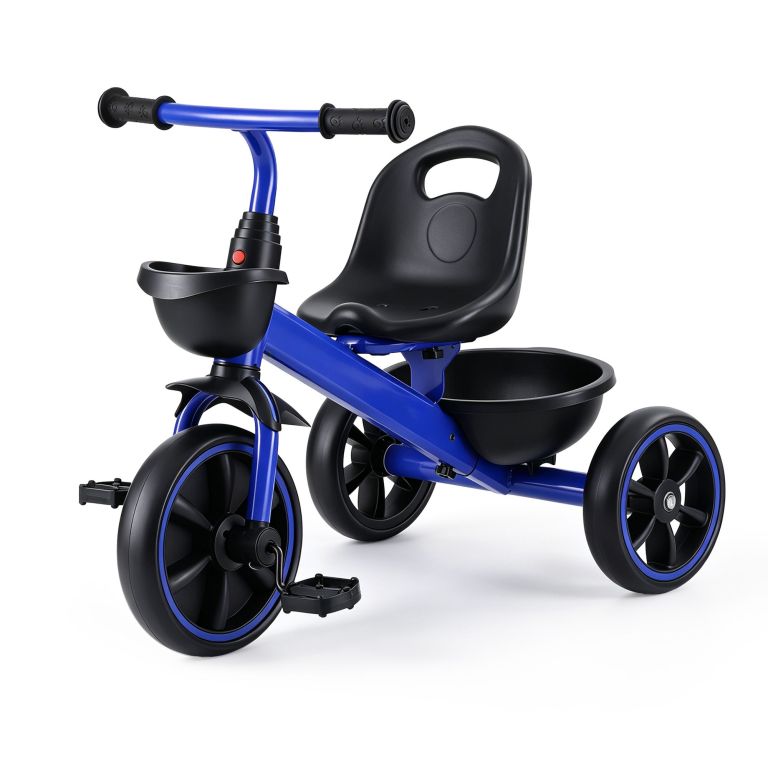 rigo tricycle bike, kids bike with 3 wheels, basket carbon steel 68cm blue