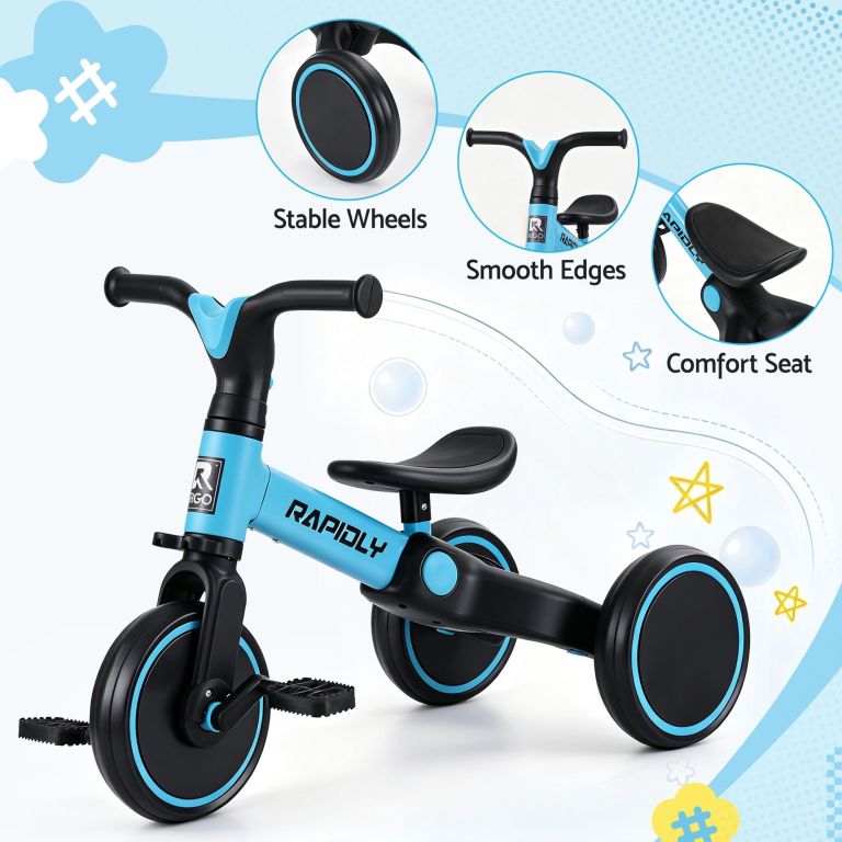 rigo tricycle bike, kids bike with 3 wheels, carbon steel 70cm blue rigo tricycle bike, kids bike with 3 wheels, carbon steel 70cm blue