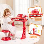 keezi kids piano keyboard 37 keys electronic musical instrument set w/ stool microphone